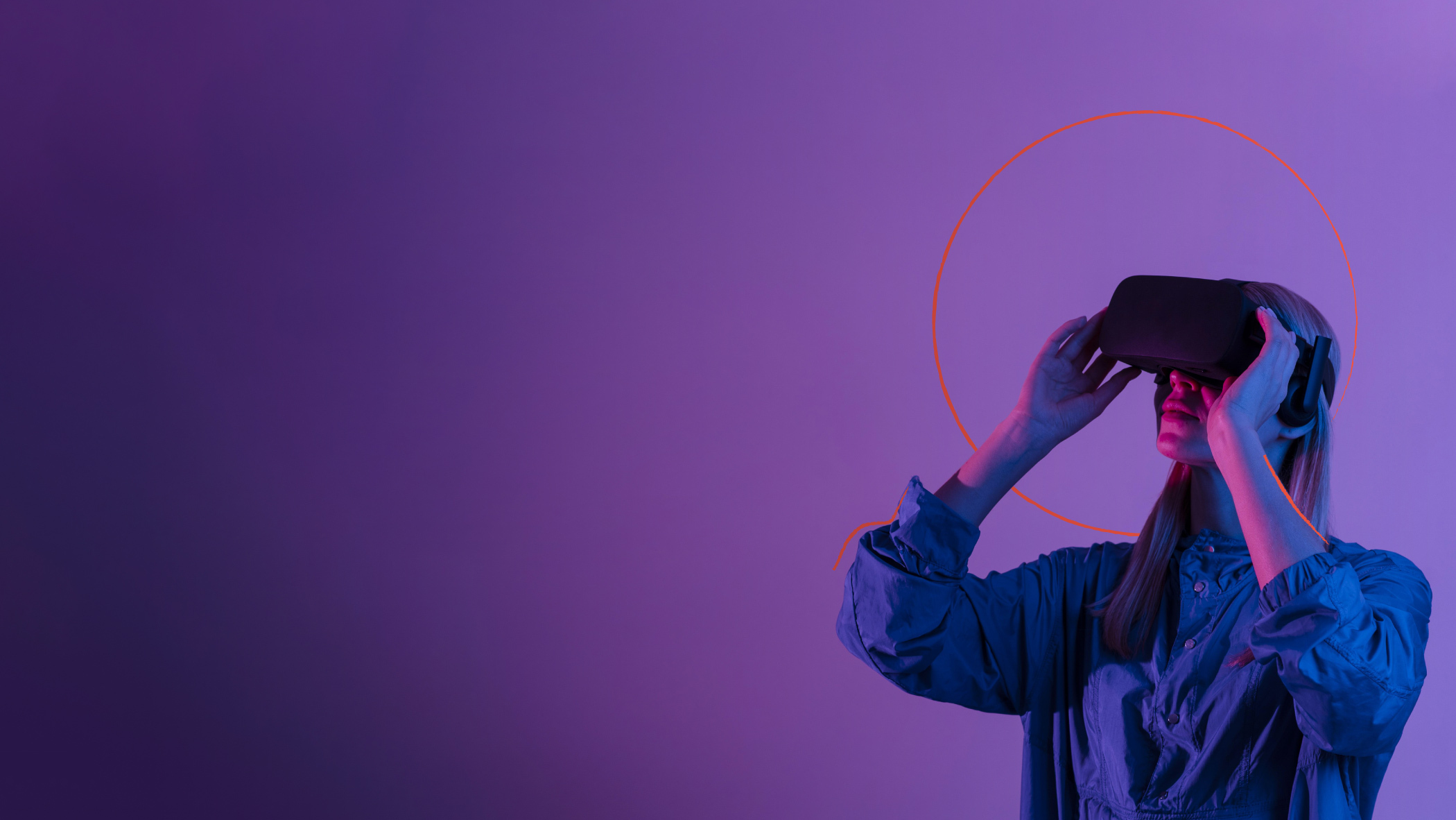 A person in a 3D headset